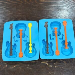 🌈Silicone Guitar Mold Set - Blue with Orange, Yellow, Brown Guitars